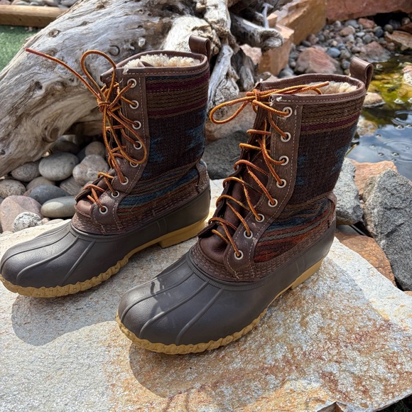 L.L. Bean Wool Lined Bean Boots Womens 9 Plaid Duck Boots Made USA - Picture 5 of 10